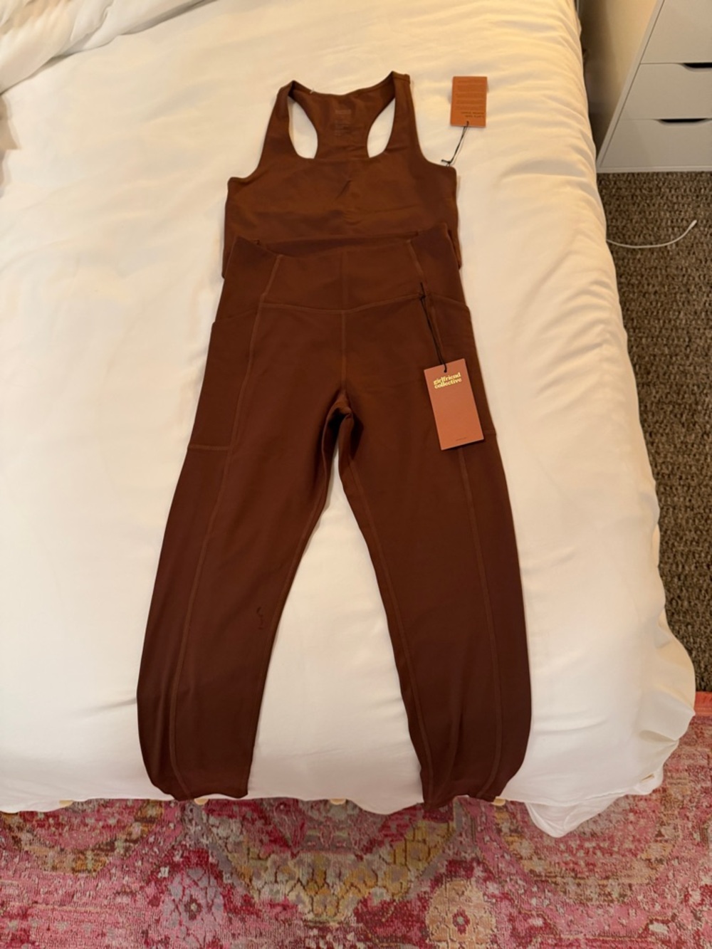 girlfriend collective Brown Racerback High-Waist Set